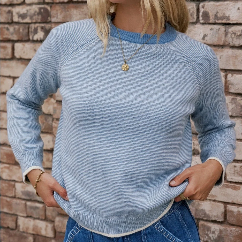 NWT bohme Women's Light Blue Crewneck Sweater - Picture 6 of 13